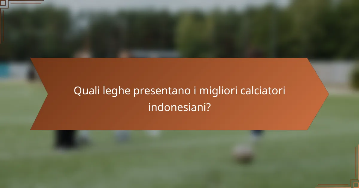 Quali leghe presentano i migliori calciatori indonesiani?